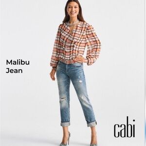 CAbi Malibu Jeans Distressed Relaxed Boyfriend Jeans Size 6